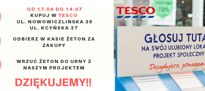 Zrób zakupy w TESCO i zagłosuj na Fundację „Gdyński Most Nadziei”